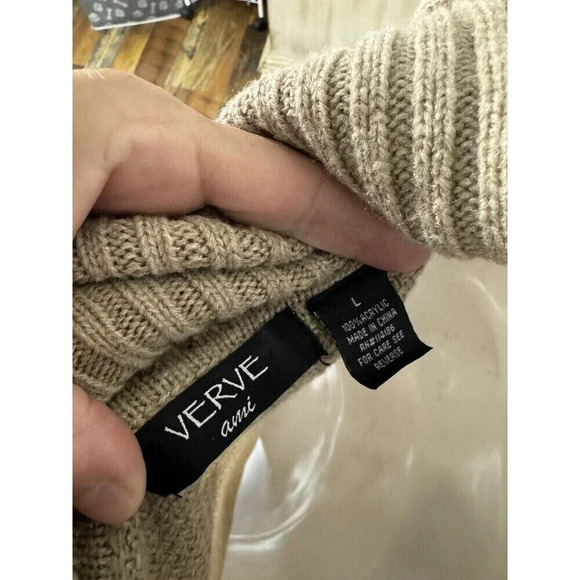 Verve Ami Cowl Neck Sweater Fawn Heather L Women's Long Sleeve Spring Casual - Picture 4 of 5